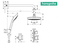 MEDIDAS KIT TERMOSTATICA DUCHA EMPOTRADO HANSGROHE